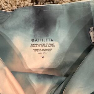 Athleta Elation 7/8 Leggings in Aqua and Peach Tie-Dye